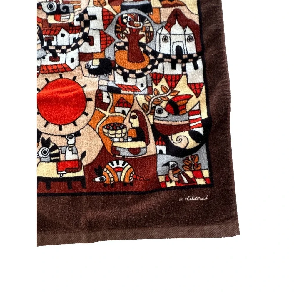 Vtg Hilasal Fernando Llort Cotton towel De La Palma Folk El Salvador 23x46